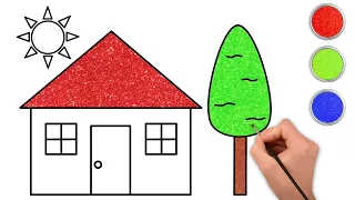 How to Draw A House Step By Step | घर का चित्र कैसे बनाये | Easy Drawing for Kids | Chiki Art Hindi