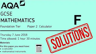 AQA GCSE Maths (8300) Foundation : June 2018 Paper 2