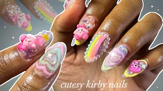 Cutesy Kirby Nails🌟💖🌈| aesthetic nail art + relaxing ASMR✨