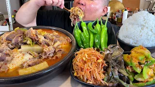 얼큰한 차돌청국장 + 직접기른 옥상땡초 + 한식비빔밥 한식요리먹방 MUKBANG