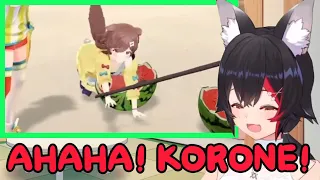 Mio Can't Stop Laughing at Korone Falling Over & Accidentally Succeeding  [Hololive]