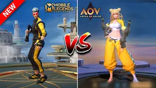 MOBILE LEGENDS: BANG BANG VS ARENA OF VALOR | HEROES COMPARISON SIDE BY SIDE 2021