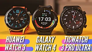 ТОП 3 УМНЫХ ЧАСОВ 2021!  GALAXY WATCH 4 vs HUAWEI WATCH 3 vs TICWATCH 3 PRO ULTRA GPS