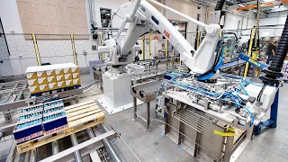 Fully automatic robot palletising system for boxes