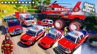 GTA 5 - Stealing Emergency FIRE Department Vehicles with Franklin! (Real Life Cars #252)