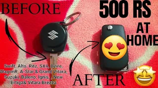 How to convert your car normal key into flip key 🔑 || Only Rs 500😍 || at home 🏡