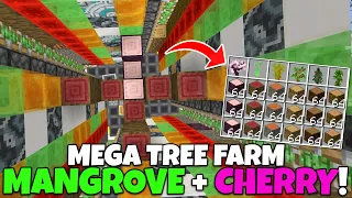 MEGA TREE FARM Tutorial! Mangrove + Cherry! 8 Type Universal Tree Farm! Minecraft Bedrock (MCPE)