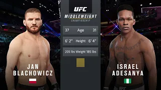 Israel Adesanya vs Jan Blachowicz UFC 4 Simulation (AI)