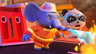 Super Rescue Team Ep 5 - Super Panda Rescues Firefighter Elephant | BabyBus TV - Kids Cartoon