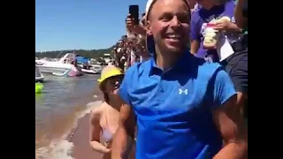 Steph Curry celebrates with his dad Dell Curry after ACChampionship golf