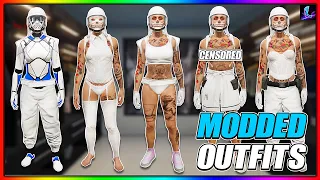 GTA 5 ONLINE HOW TO GET MULTIPLE FEMALE WHITE MODDED OUTFITS! (GTA 5 Clothing Glitches)
