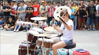 Amazing Girl Drummer Does BIGBANG Fantastic Baby Street Performance