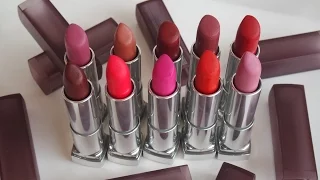 MAYBELLINE SENSATIONAL MATTE Lip swatches 10 shades