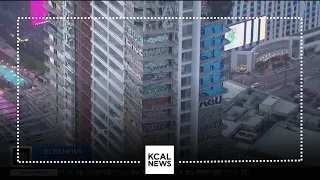 Crews start cleaning up graffiti-filled high-rise towers in Downtown Los Angeles