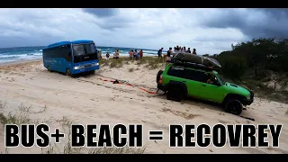 Fraser island tour bus stuck on the beach. #patrolpower