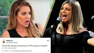 Khloe Kardashian, Celebs ROAST Fergie's CRINGEY National Anthem Performance at NBA All Star Game