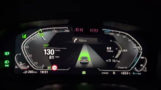 BMW G30 545E hybrid, instant fuel consumption 130 km/h