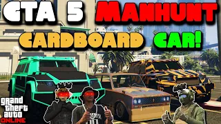 GTA 5 MANHUNT - CARDBOARD CAR vs Nightsharks ft. @HarmNone & @twingoplaysgames​