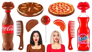 Chocolate VS Real Food Challenge | Eating Fake Kitchen Utensils! Funny Girls Battle by RATATA POWER