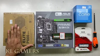 intel Core i3 12100 ASUS PRIME H610M-K D4 Kingston NV2 NVMe SSD Aero Cool Desktop PC Build