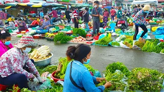 Plenty Of Fresh Vegetables, Fish, & Seafood For Sale - Amazing Food Tour And People Activities
