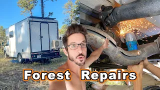 Fixing my van in the forest of New Mexico || van life breakdown