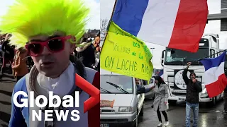 French "freedom convoy" protesters merge ahead of planned rally in Paris