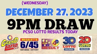 Lotto Result Today 9pm draw December 27, 2023 6/55 6/45 4D Swertres Ez2 PCSO#Lotto