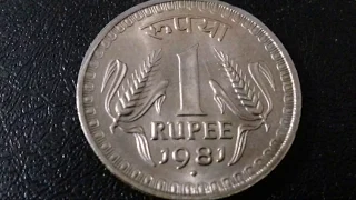 Indian rare old 1 rupees coin 1981 u n c condition coin