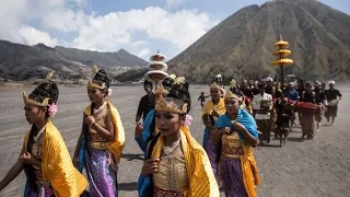 The ceremony of sacrifice to volcano Bromo, Java, Indonesia