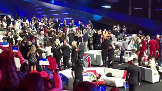 Eurovision 2019: contestants in the Green Room do the conga to Spain’s Mikki!