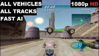 Star Wars Episode I: Racer All Tracks / Circuits Fast AI + All Vehicles PC Gameplay