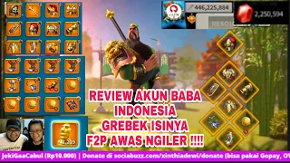 REVIEW AKUN BABA INDONESIA " GUMANTAR " POWER MAU 500 JUTA! 9 SKIN 32 HERO 34 EQUIP LEGEND! ROK INDO