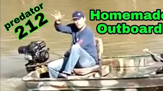 Homemade boat motor , predator 212 , not a mud motor, a true outboard , water test . Keyfarm engine