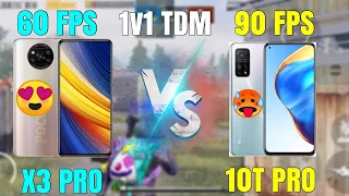 POCO X3 PRO VS MI 10T 😱 PUBG TDM TEST 🔥 ANDROID 60FPS VS ANDROID 90FPS | PUBG MOBILE