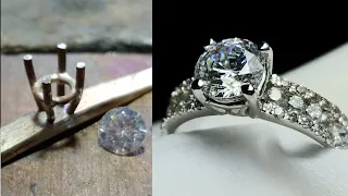 cubic zirconia rings - custom white gold engagement ring