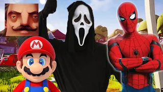 Hello Neighbor - New Secret Neighbor Mario Black Panther Spider-Man GhostFace Gameplay