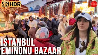 Istanbul Turkey City Center Eminonu Bazaar Walking Tour 4K