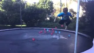 Slo-mo fun with water balloons and a trampoline.