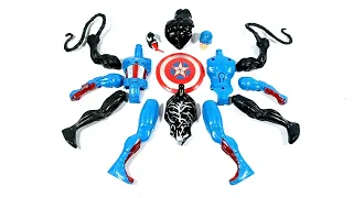 merakit mainan kapten amerika vs black venom avengers toys superhero