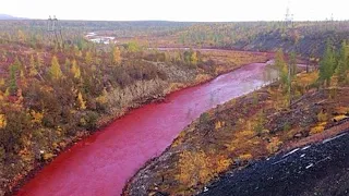 River in Russia Mysteriously Turns Biblical Blood Red || now know what turned that Russian river red