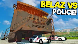 We Destroyed Police Cars with the GIANT BELAZ! - (BeamNG Multiplayer)