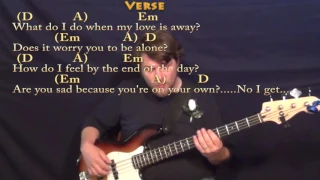 With A Little Help From My Friends (Beatles) Bass Guitar Cover Lesson in D - Chords/Lyrics