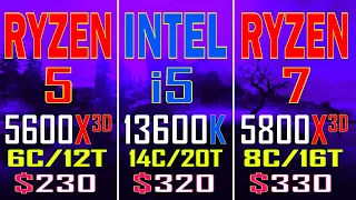 RYZEN 5 5600X3D vs INTEL i5 13600K vs RZEN 7 5800X3D // PC GAMES BENCHMARK TEST ||