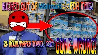 KICKED FROM WALMART IN 2 MINUTES! 24 HOUR//PAPER FORT CHALLENGE! GONE WRONG FAST!