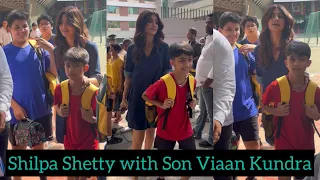 Gorgeous Shilpa Shetty arrives at son Viaan School for pickup