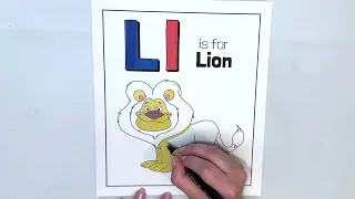 🦁 L is for Lion! Alphabet Coloring with Acrylic Markers | Fun Art Playtime for Preschoolers 🎨