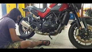 Benelli leoncino 500cc before/after custom link pipe..