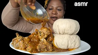African food mukbang/ oatmeal fufu with egusi soup with ogbono soup combo (eating Sound)