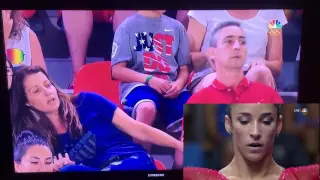 Parents of Aly Raisman, Olympic gymnast, struggle to keep it together as they watch their daughter.